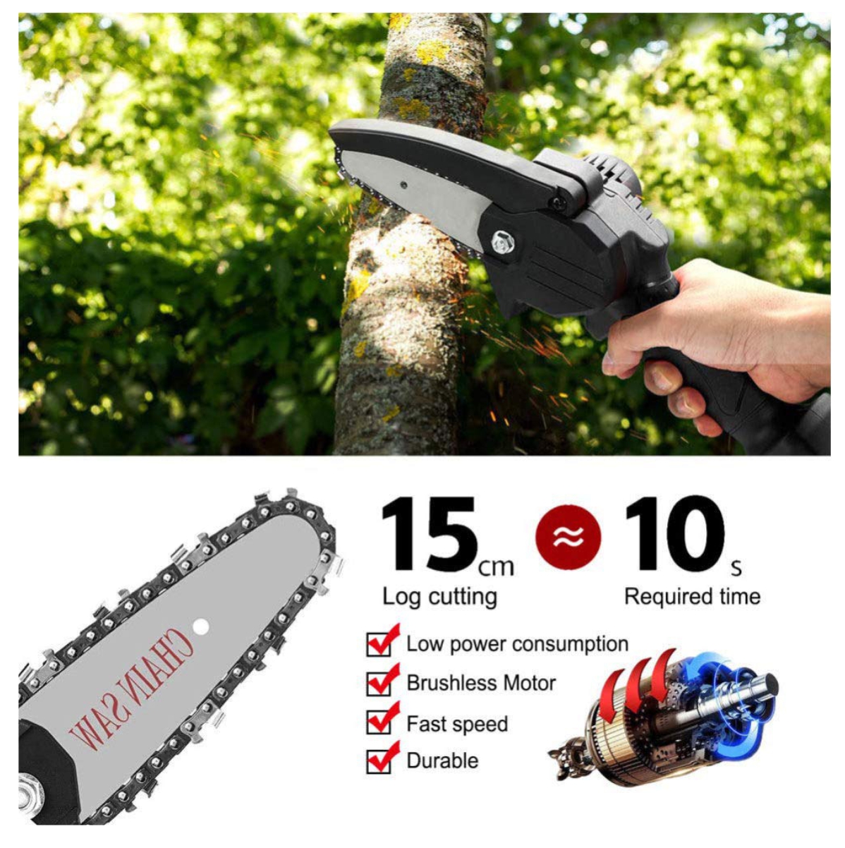 Miniatura 3 de Mini Motosierra De Mano Portátil 2 Bater